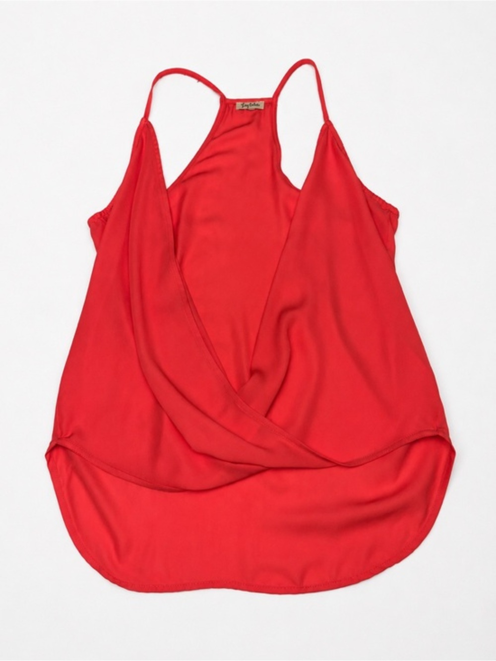 Lily White Large Sleeveless Coral Open Drape Wrap Front Tank Top Flowy Y2K
